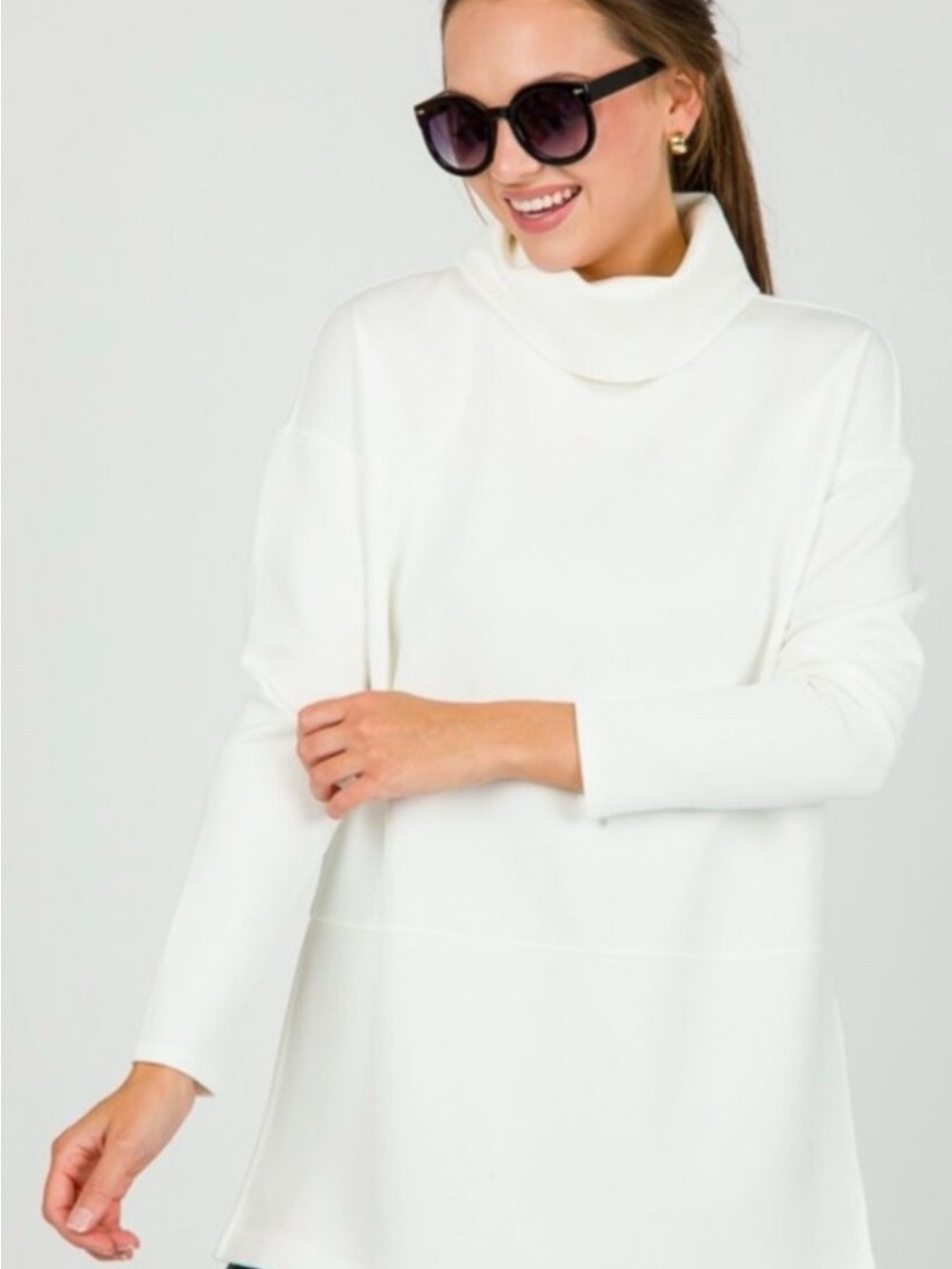 Spanx Air Essentials Turtleneck Tunic in Powder White Soft Stretch Comfort NWOT